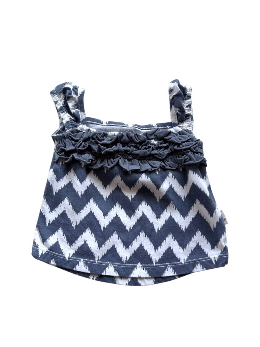 Burt's Bees Baby Navy and White Chevron Ruffle Tank